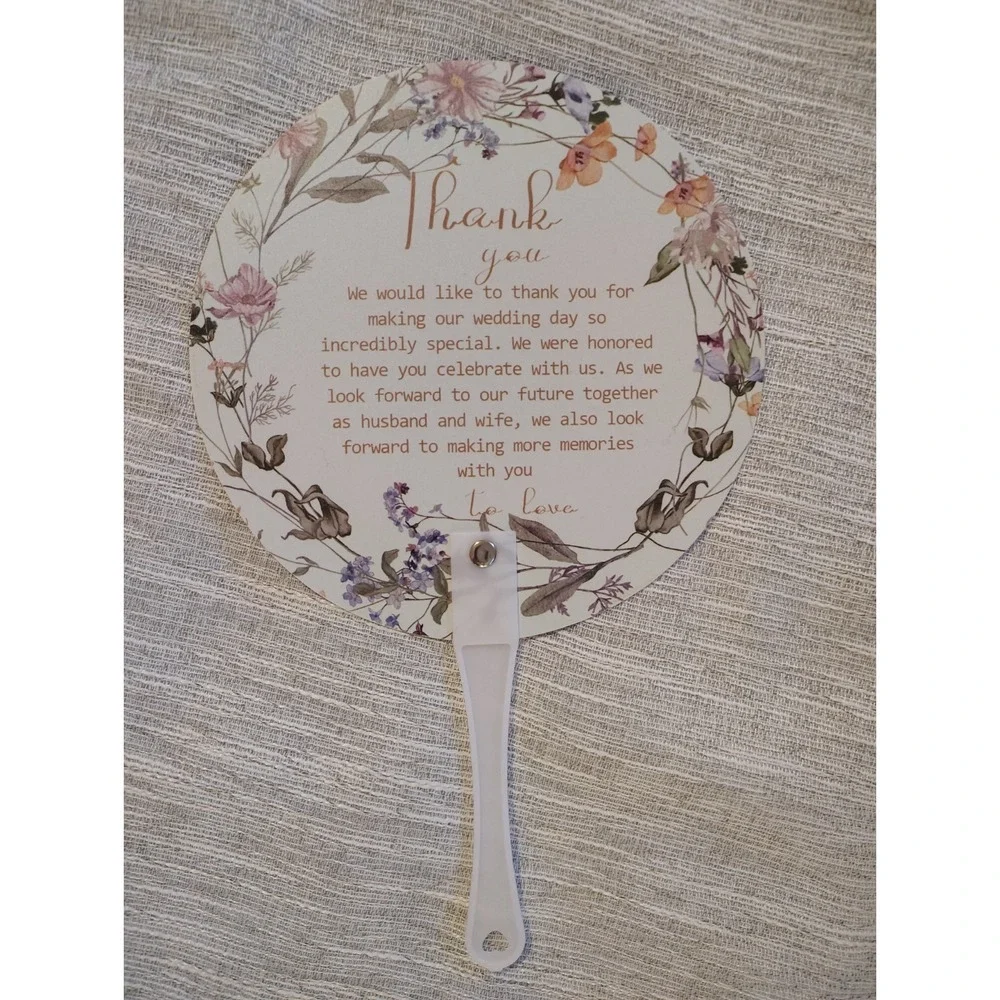 Wedding Decoration x 100 Floral Hand Fans Favors Outdoor Summer Ceremony Set